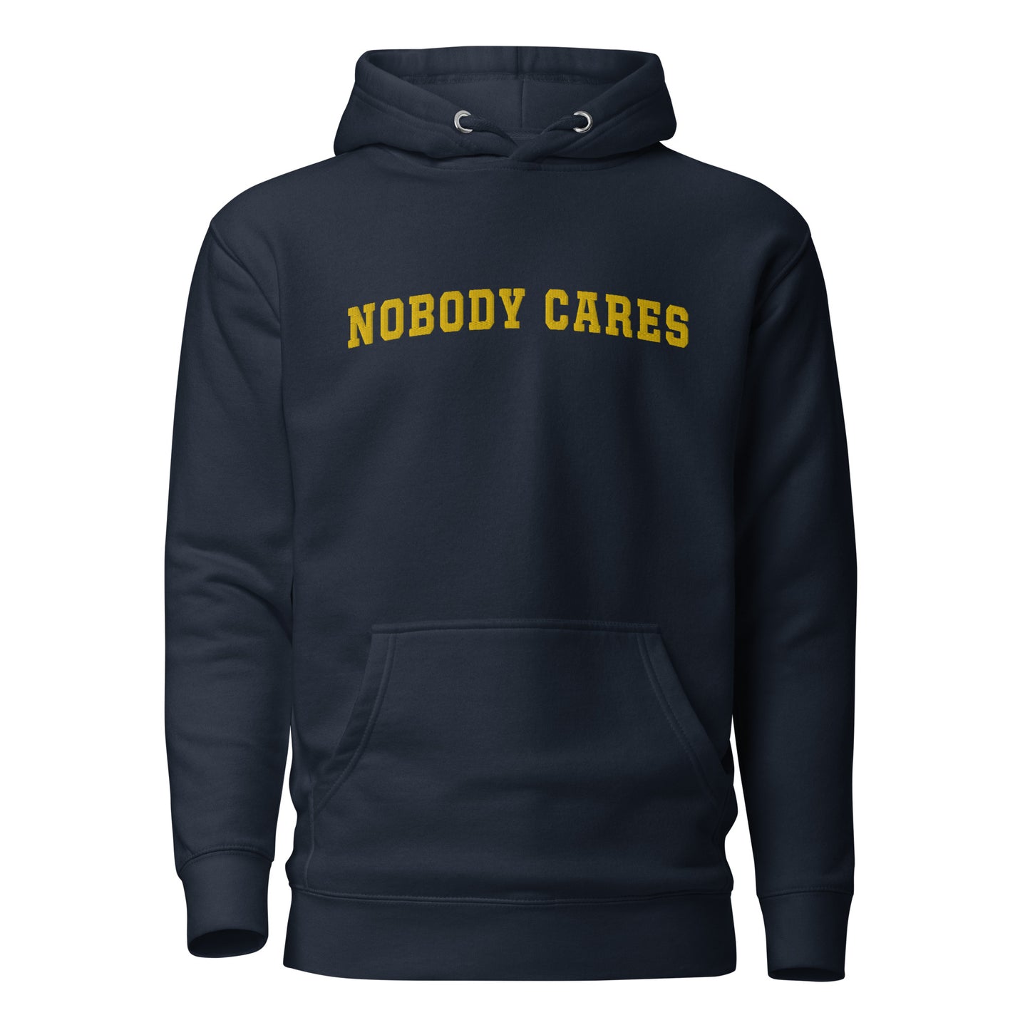 Nobody Cares - Unisex Hoodie in Heather Blue + Yellow